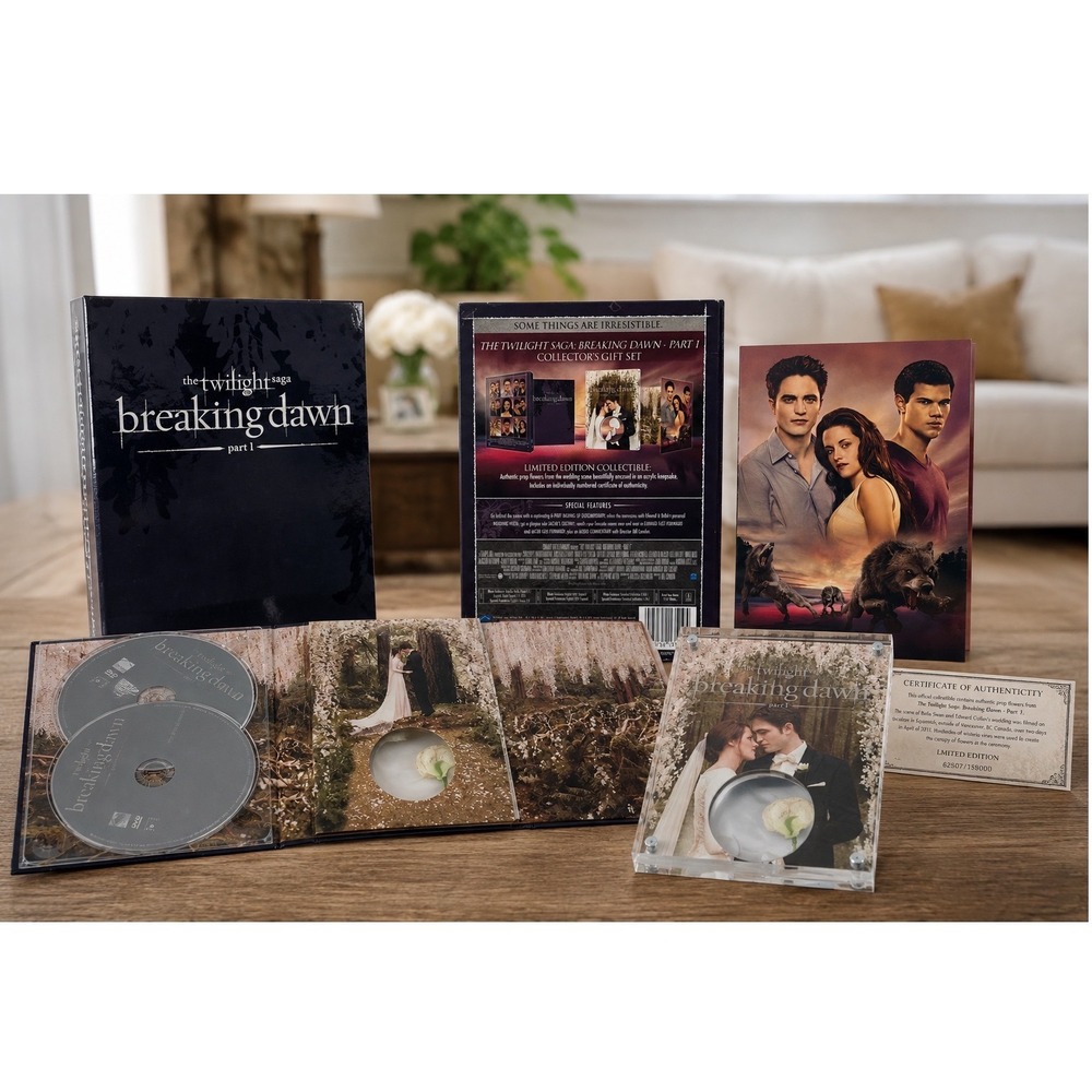Twilight Saga Breaking Dawn Part 1 Collector Gift Set Prop Flower DVD 13-102